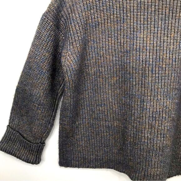 Ann Taylor Brown Blue Marled Knit Chunky Turtleneck Pullover Sweater - Picture 13 of 14